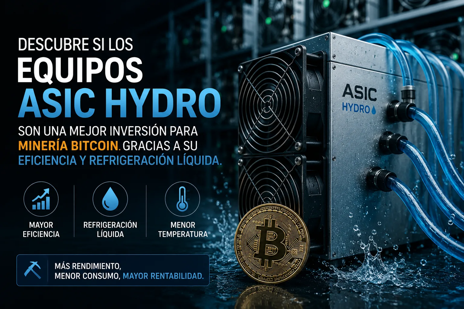 ASIC Hydro con sistema de refrigeración líquida para minería Bitcoin