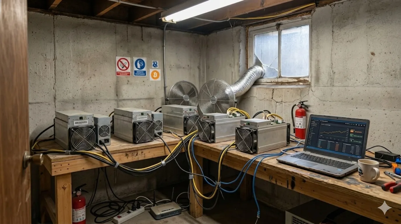 Granja de minería Bitcoin con equipos ASIC en funcionamiento